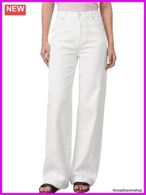 High Waisted Wide Leg Jeans Front Seam
